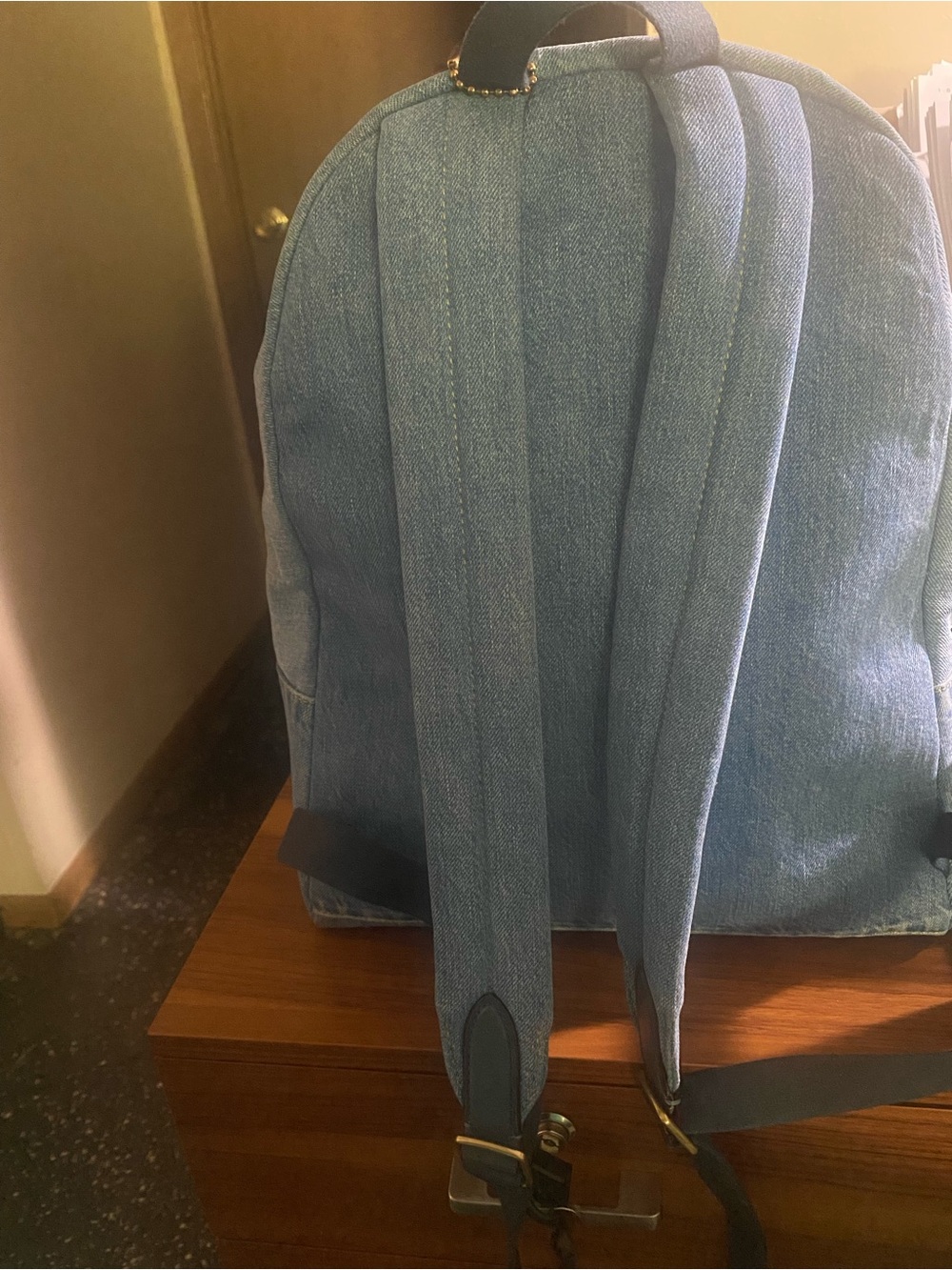 Coach Light Denim Blue Logo Backpack with Gold Accents - Picture 8 of 8